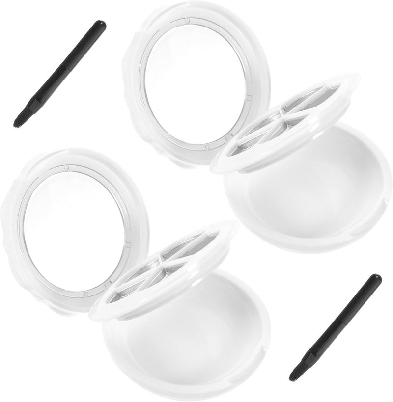 OUNONA 2 Sets Refillable Eyeshadow Box Portable Makeup Container with Mirror Brush DIY Color Mixing Palette for Travel Cosmetic Storage and Blush Powder Holder - Image 1