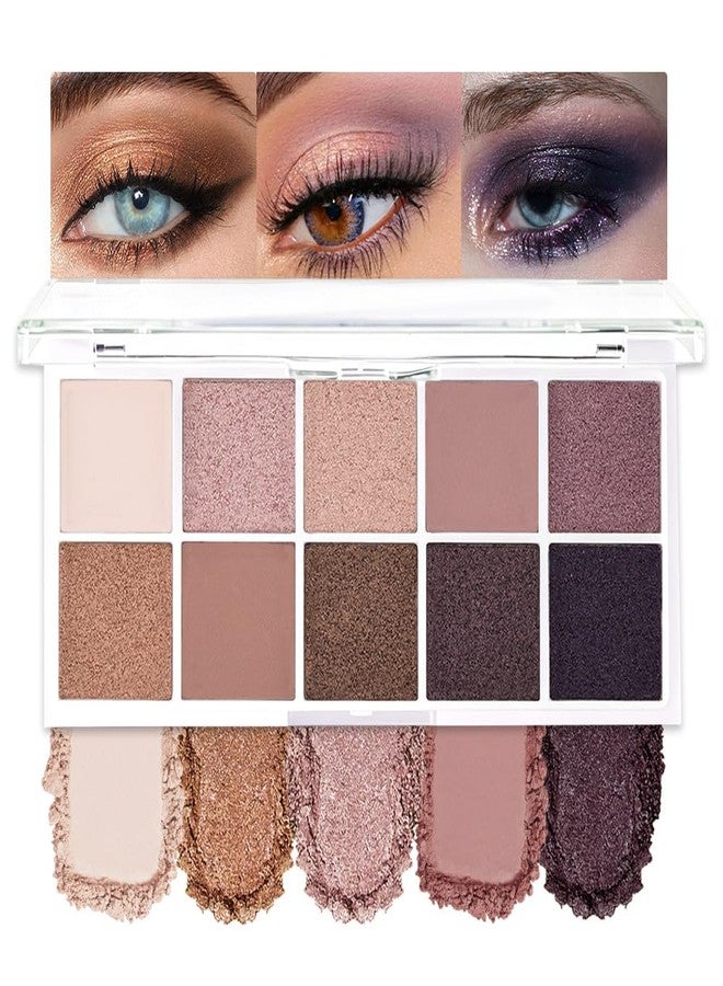QIDSTERS 10 Eyeshadow Palette, Nude Rose Gold Matte Shimmer Eyes Makeup,01 - Image 1