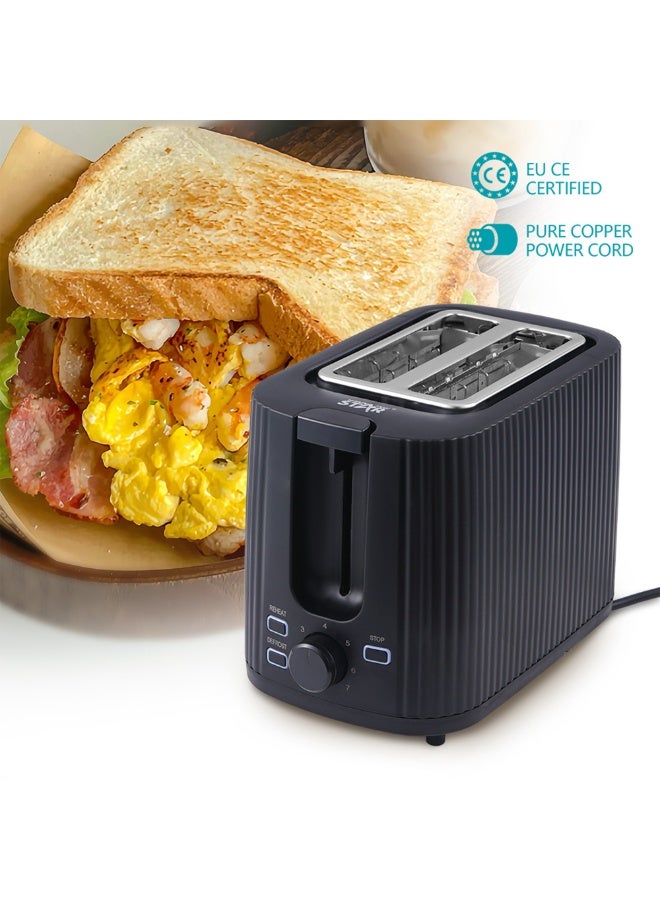 Winning Star 2-Slice Toaster with Defrost & 7 Browning Settings ST-90601, 780W - 930W, Automatic Pop-Up, Cancel Function – Black - Image 2