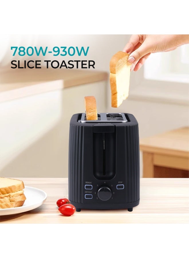 Winning Star 2-Slice Toaster with Defrost & 7 Browning Settings ST-90601, 780W - 930W, Automatic Pop-Up, Cancel Function – Black - Image 4