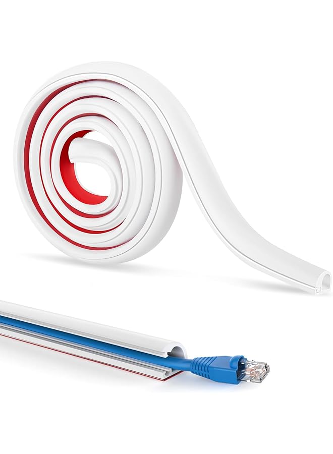 Self-adhesive cable concealment, self-adhesive wire cover for walls, flexible wire cover cable raceway, for wall-mounted TV, home audio, network, power and telephone line management, white, 118 inches