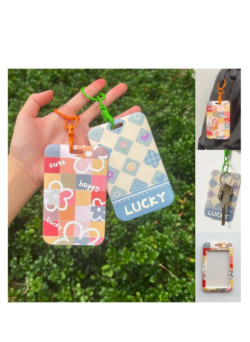 Generic Kpop Photocard Holder, Kpop Keychain for Photo, Keychain Picture Holder, Photocard Sleeves, Oil Painting Flower Bus Card Protective Cover, for Student Meal Card, Campus Access Card, Subway Card 2Pcs  - Image 4