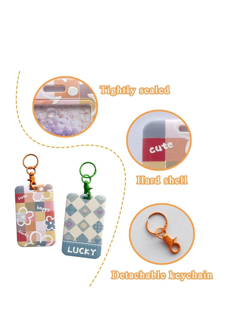 Generic Kpop Photocard Holder, Kpop Keychain for Photo, Keychain Picture Holder, Photocard Sleeves, Oil Painting Flower Bus Card Protective Cover, for Student Meal Card, Campus Access Card, Subway Card 2Pcs  - Image 3