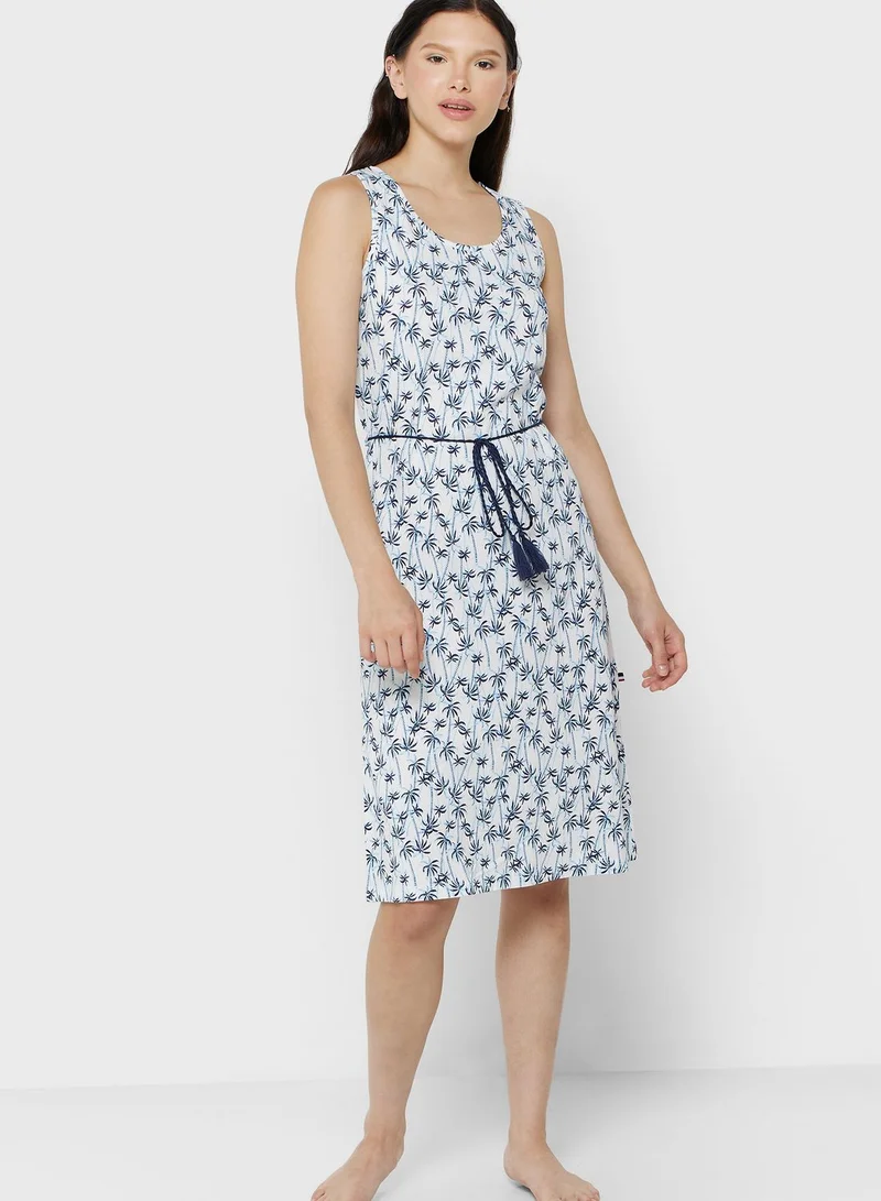 U.S. Polo Assn. Tie Detail Printed Night Dress