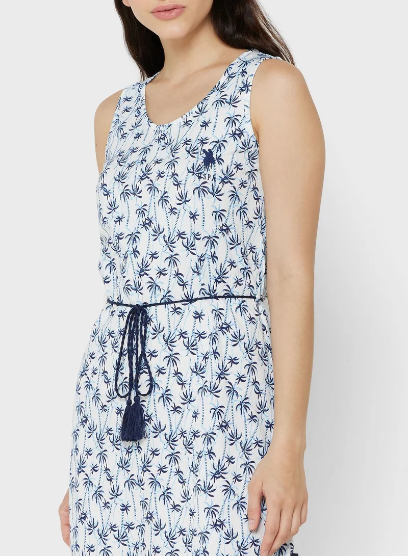 U.S. Polo Assn. Tie Detail Printed Night Dress