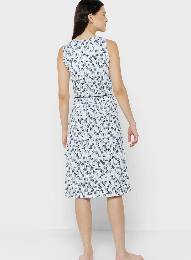U.S. Polo Assn. Tie Detail Printed Night Dress