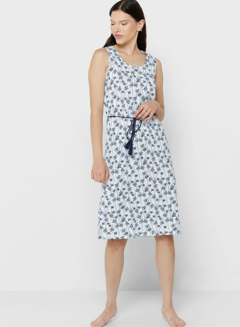 U.S. Polo Assn. Tie Detail Printed Night Dress