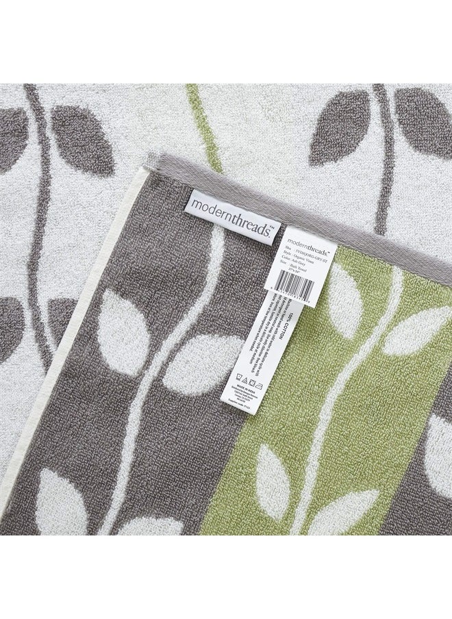 Modern Threads 6-Piece Yarn Dyed Organic Vines Jacquard/Solid Ultra Soft 550GSM 100% Combed Cotton Set 2 Bath Hand Towels 2 Washcloths, Standard, Grey  - Image 3