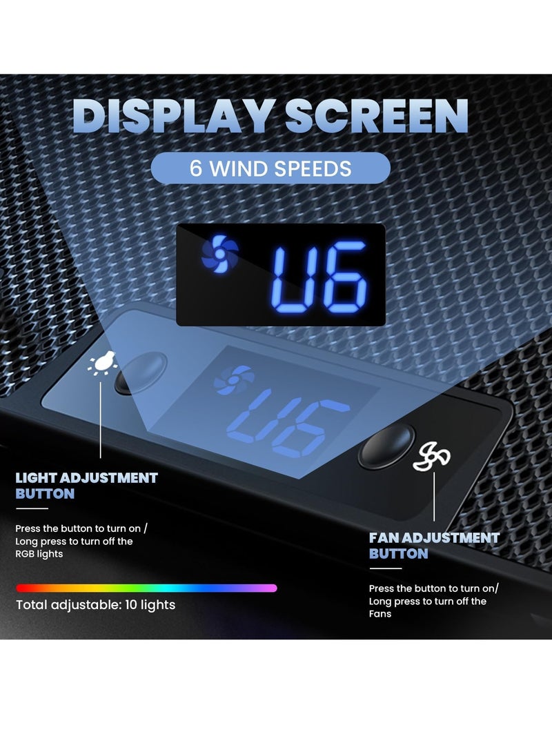 Necomi Laptop Cooling Pad, Gaming Notebook Cooler for Desk and Lap Use, Laptop Fan Stand with Phone Holder and RGB Light  - Image 3