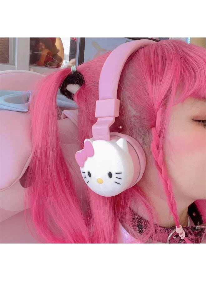 هالو كيتي سماعة بلوتوث لاسلكية فوق الأذن سماعة ألعاب قابلة للطي تدعم FM كمبيوتر الهاتف المحمول موسيقى سماعة ستيريو - Image 2