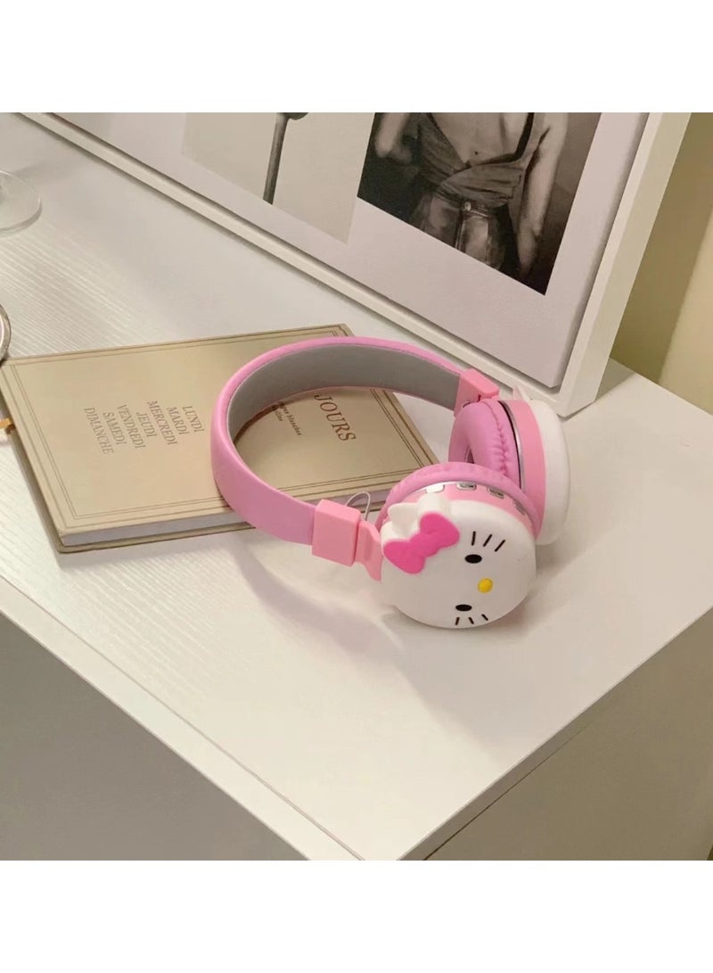 هالو كيتي سماعة بلوتوث لاسلكية فوق الأذن سماعة ألعاب قابلة للطي تدعم FM كمبيوتر الهاتف المحمول موسيقى سماعة ستيريو - Image 4