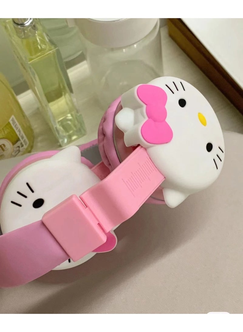 هالو كيتي سماعة بلوتوث لاسلكية فوق الأذن سماعة ألعاب قابلة للطي تدعم FM كمبيوتر الهاتف المحمول موسيقى سماعة ستيريو - Image 5