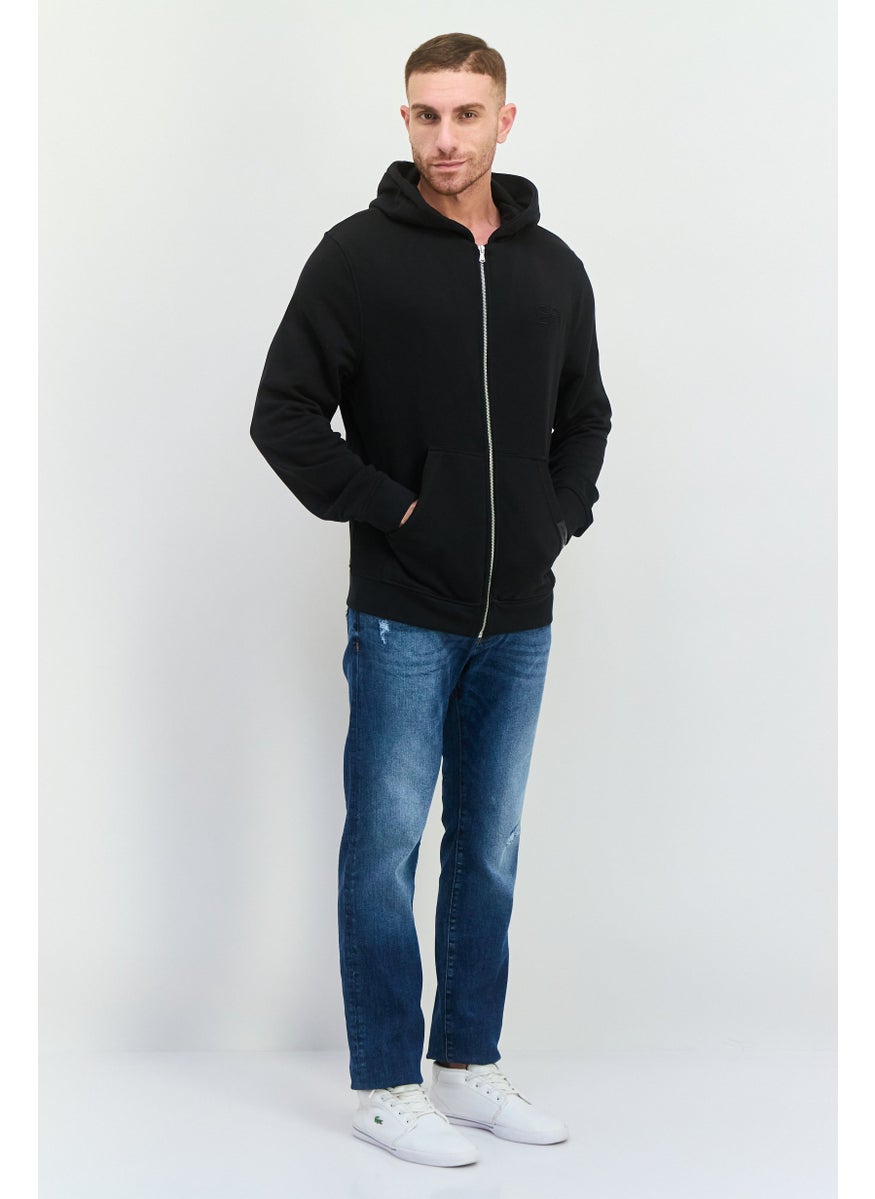 CROSSHATCH Men Brand Logo Long Sleeves Full Zip Hoodie, Black  - Image 4