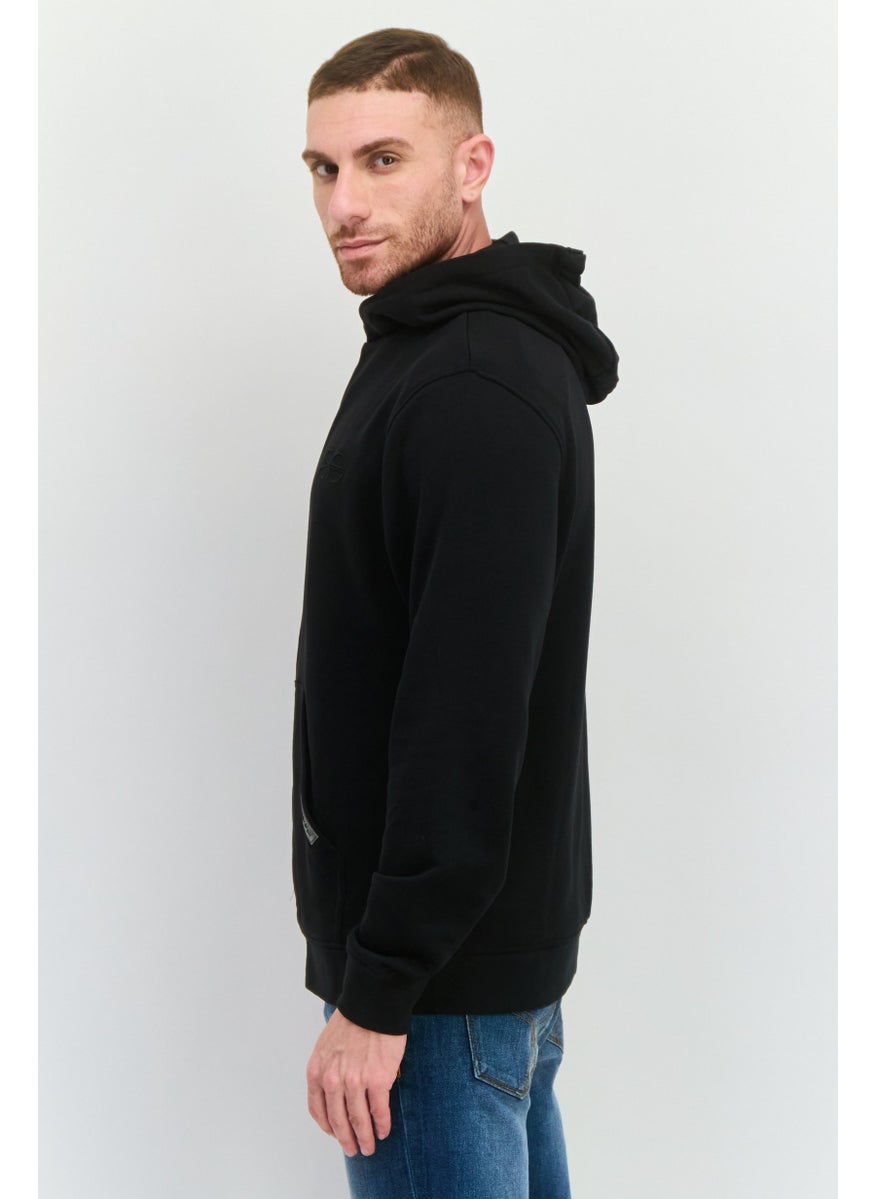 CROSSHATCH Men Brand Logo Long Sleeves Full Zip Hoodie, Black  - Image 2