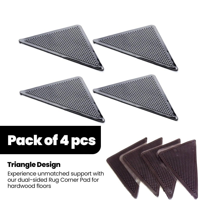 Muddy MatÂ® Heavy Duty Non-Slip Reusable Rug Corner Pads - Double-Sided Adhesive Pad for Corners and Sides on Hardwood Floors, Area Rugs - Keep Your Rug in Place (Pack of 4) - Image 2