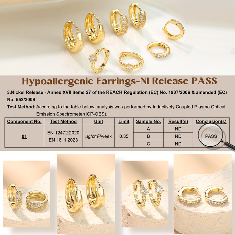 Florideco 4Pairs Small Hoop Earrings for Women Trendy 14K Gold Plated Stackable Chunky Earrings Hypoallergenic Huggie Earring Stacks Lightweight Earring Sets for Multiple Piercing(Chunky-G) - Image 5