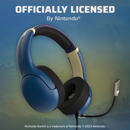 PDP Gaming AIRLITE Wired Stereo Headset with Noise-Cancelling Mic for Nintendo Switch/Switch Lite/Switch OLED (Legend of Zelda Hyrule Blue) - Image 2