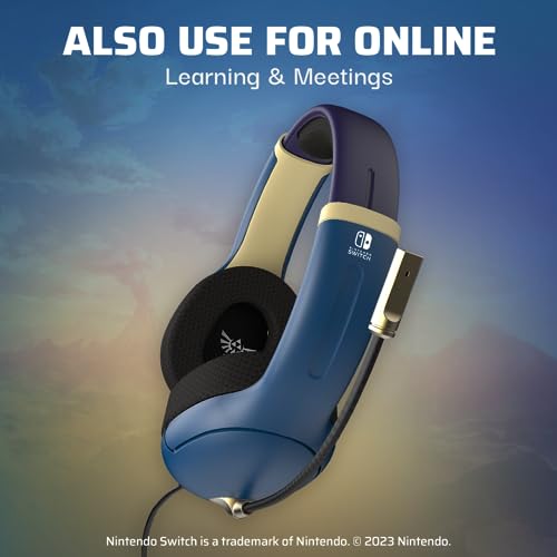 PDP Gaming AIRLITE Wired Stereo Headset with Noise-Cancelling Mic for Nintendo Switch/Switch Lite/Switch OLED (Legend of Zelda Hyrule Blue) - Image 3