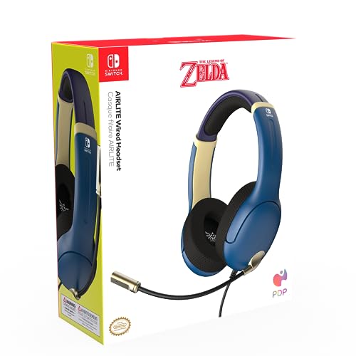 PDP Gaming AIRLITE Wired Stereo Headset with Noise-Cancelling Mic for Nintendo Switch/Switch Lite/Switch OLED (Legend of Zelda Hyrule Blue) - Image 4