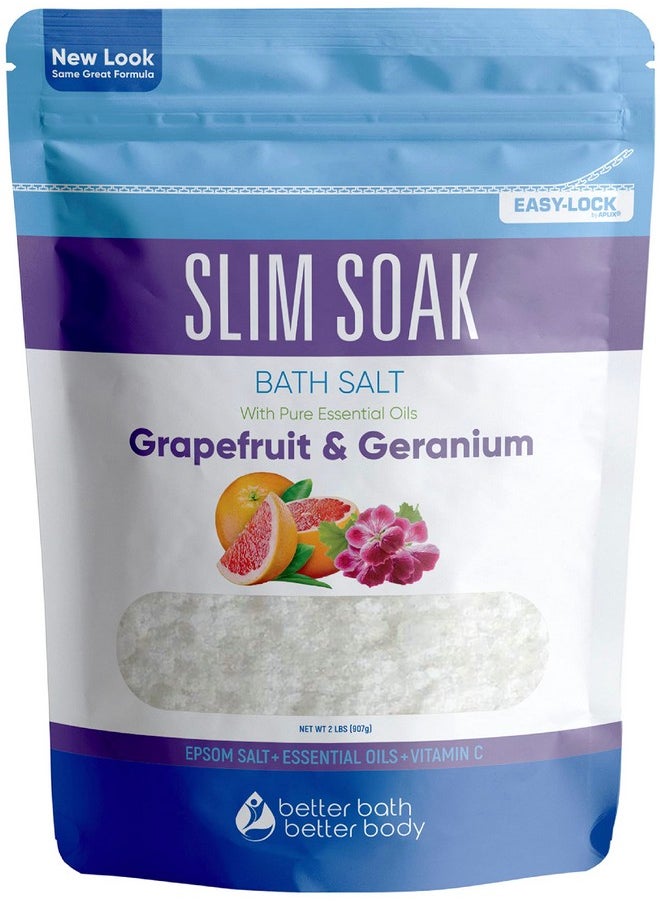 Better Bath Better Body Slim Soak Bath Salt 32 Ounces Epsom Salt With Natural Grapefruit Geranium And Orange Essential Oils Plus Vitamin C In Bpa Free Pouch With Easy Presslock Seal  - Image 1