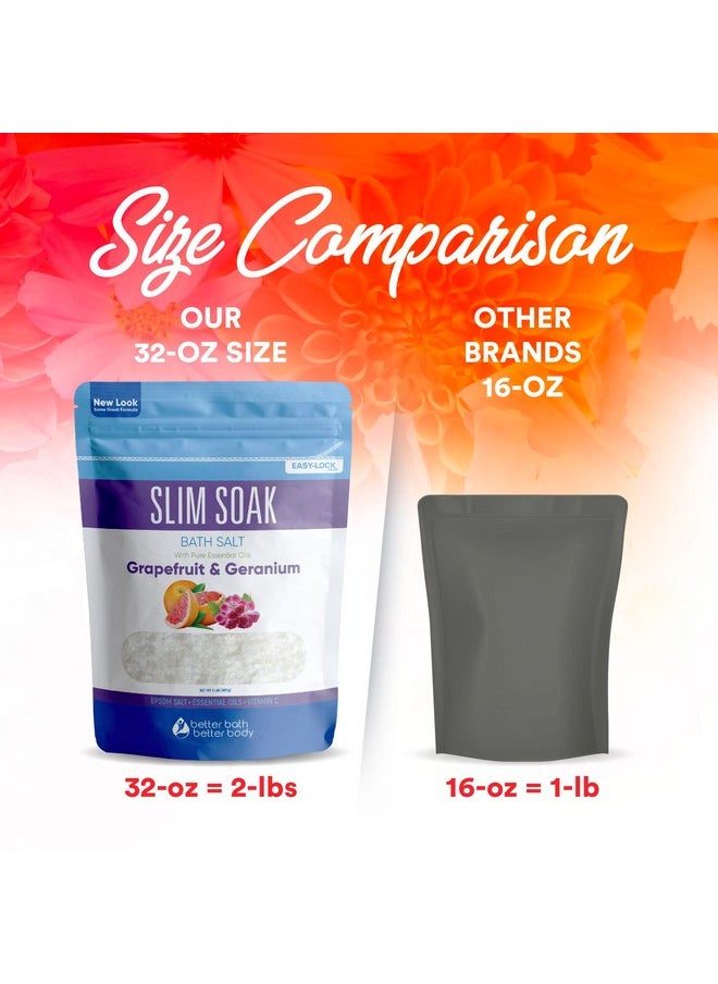 Better Bath Better Body Slim Soak Bath Salt 32 Ounces Epsom Salt With Natural Grapefruit Geranium And Orange Essential Oils Plus Vitamin C In Bpa Free Pouch With Easy Presslock Seal  - Image 4