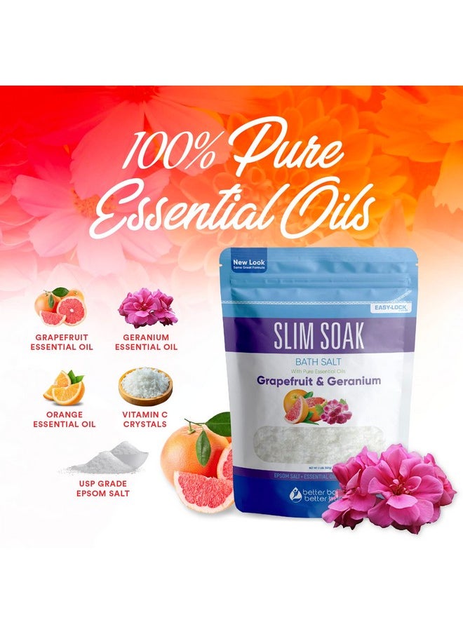 Better Bath Better Body Slim Soak Bath Salt 32 Ounces Epsom Salt With Natural Grapefruit Geranium And Orange Essential Oils Plus Vitamin C In Bpa Free Pouch With Easy Presslock Seal  - Image 3