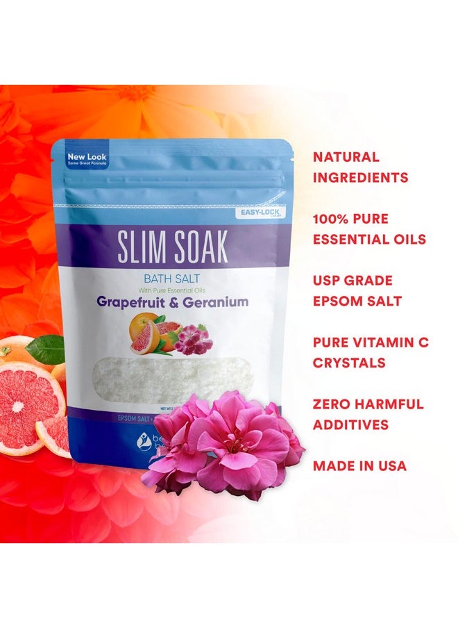 Better Bath Better Body Slim Soak Bath Salt 32 Ounces Epsom Salt With Natural Grapefruit Geranium And Orange Essential Oils Plus Vitamin C In Bpa Free Pouch With Easy Presslock Seal  - Image 2