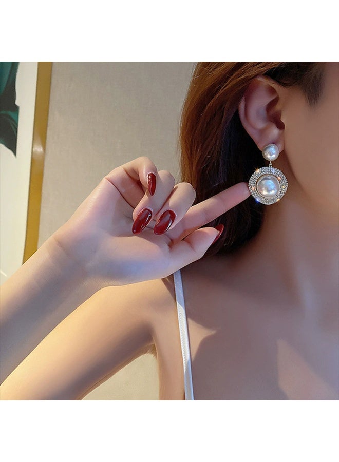 Goolsky أقراط دراسات من فضة استرلينية S925 مع لؤلؤ وكريستال كامل - مجوهرات فاخرة أنيقة عتيقة للنساء - Image 2