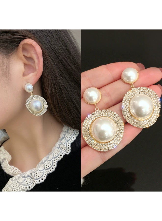 Goolsky أقراط دراسات من فضة استرلينية S925 مع لؤلؤ وكريستال كامل - مجوهرات فاخرة أنيقة عتيقة للنساء - Image 3