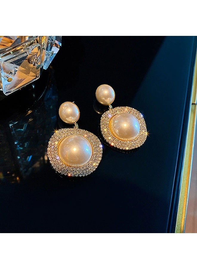 Goolsky أقراط دراسات من فضة استرلينية S925 مع لؤلؤ وكريستال كامل - مجوهرات فاخرة أنيقة عتيقة للنساء - Image 5