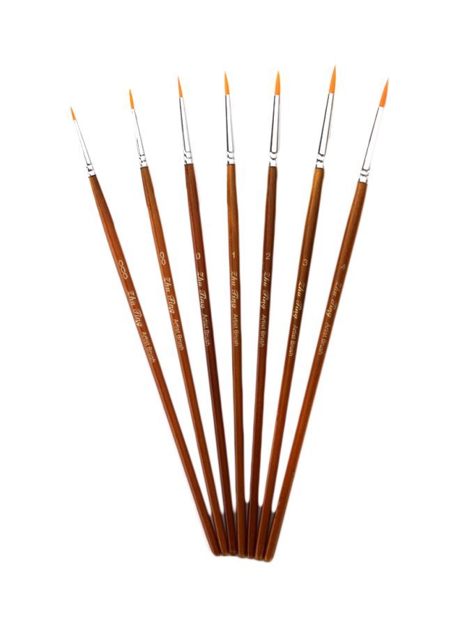 NIBEMINENT 7-Piece Artist Brushes Brown/Silver - Image 1