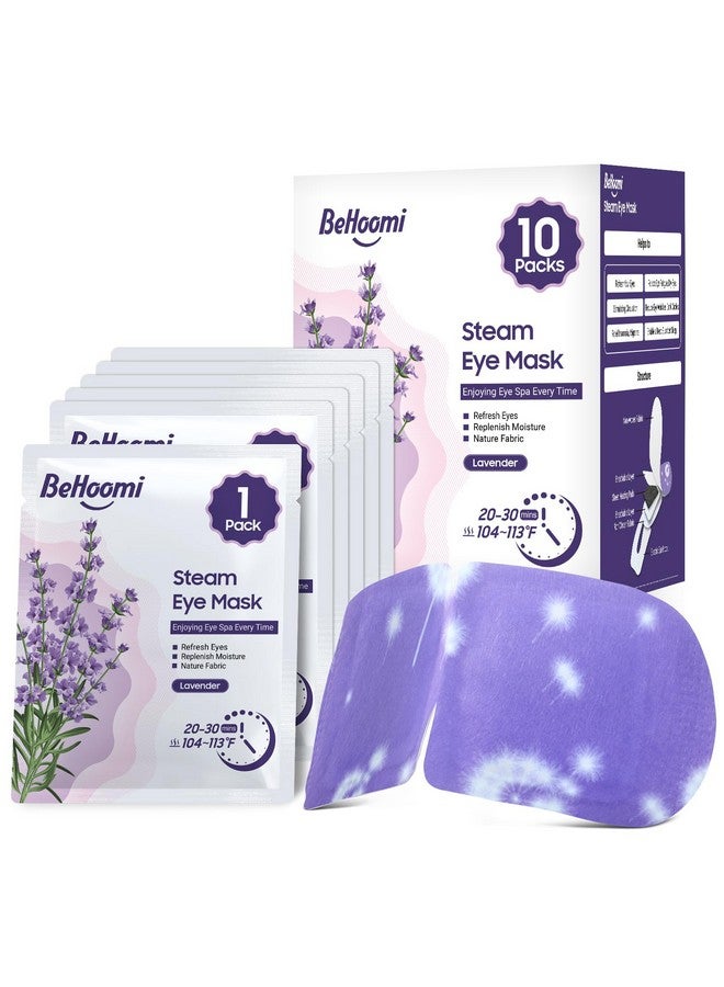 BeHoomi Steam Eye Mask 10 Packs Lavender Heated Eye Mask Self Heating Disposable Spa Warm Compress For Eyes Sleep Mask Soothing Moist Heat Eye Masks Stocking Stuffers  - Image 1