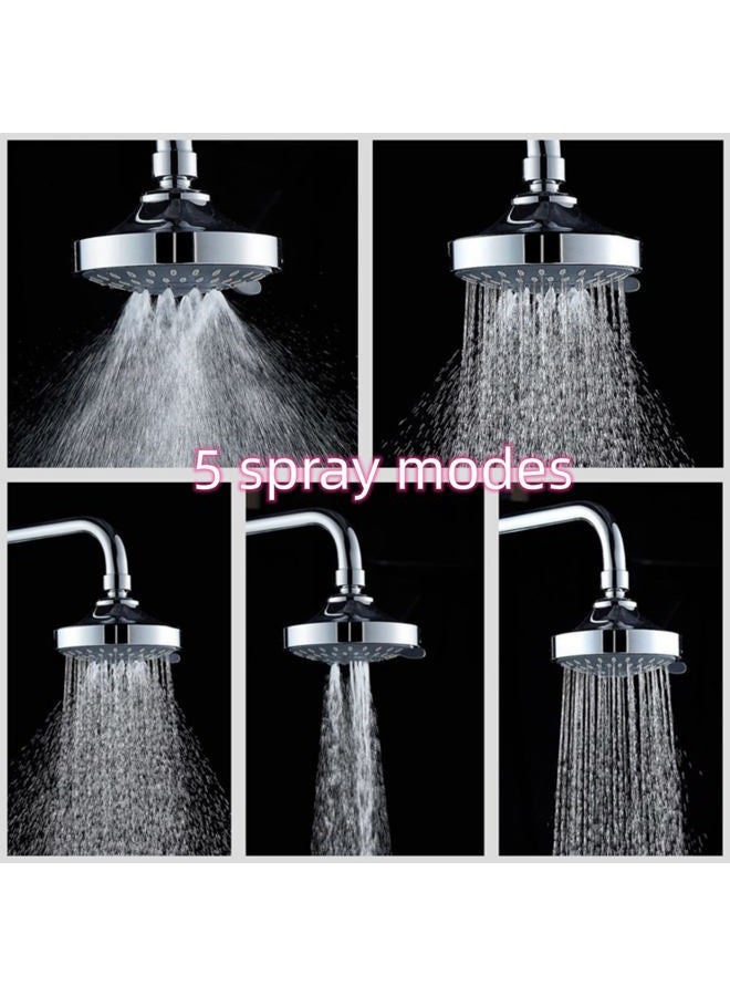 FANBODTA Shower Head High High Flow Pressure Rain Fixed Showerhead 5-Setting with Bathroom Showerhead with Adjustable Brass Ball Joint - for Luxury Shower Experience Even at Low Water Pressure - Image 2