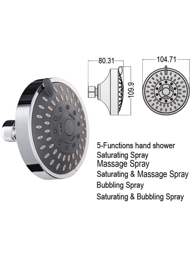 FANBODTA Shower Head High High Flow Pressure Rain Fixed Showerhead 5-Setting with Bathroom Showerhead with Adjustable Brass Ball Joint - for Luxury Shower Experience Even at Low Water Pressure - Image 4