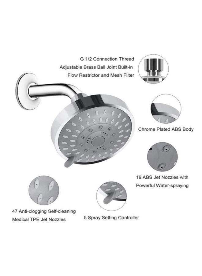 FANBODTA Shower Head High High Flow Pressure Rain Fixed Showerhead 5-Setting with Bathroom Showerhead with Adjustable Brass Ball Joint - for Luxury Shower Experience Even at Low Water Pressure - Image 5