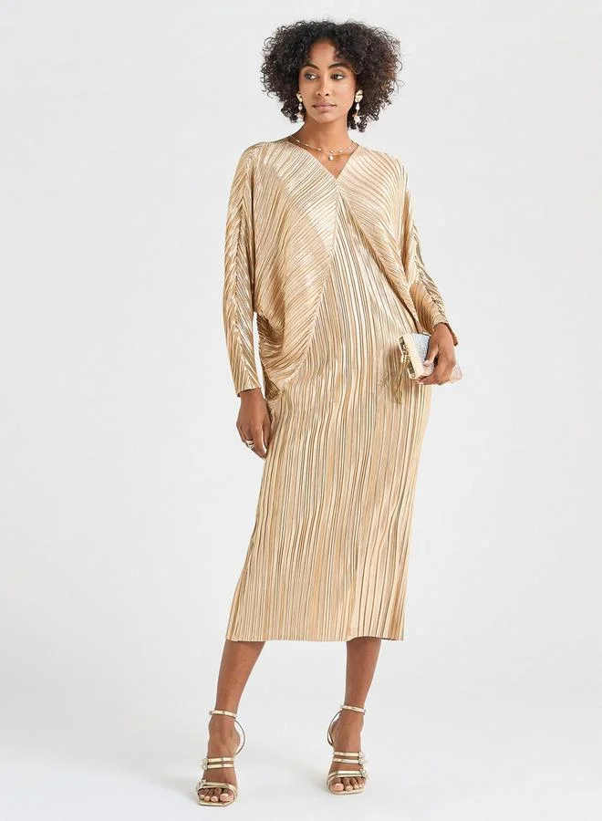 سبلاش فيڤ فستان بياقة على شكل حرف  مطوي بالكامل بأكمام قابلة للتمديد