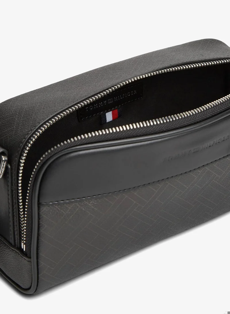 Tommy Hilfiger Black Embossed Flag Crossbody Camera Bag for Men | Best Price UAE