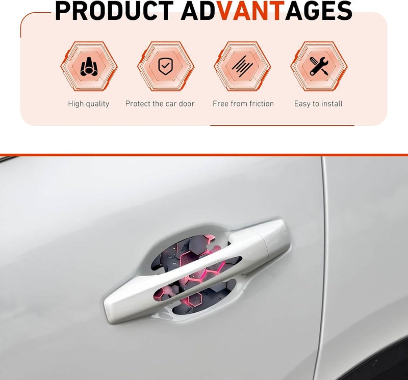 MOXRUQ 8 PCS Car Door Handle Scratch Protectors, Scratch-Proof Door Cup Protectors, Automotive Door Handle Paint Protective Film, Universal for Most Cars (Style 2) - Image 5