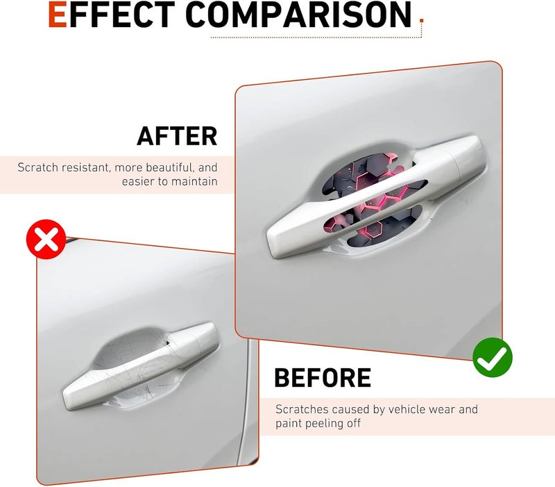 MOXRUQ 8 PCS Car Door Handle Scratch Protectors, Scratch-Proof Door Cup Protectors, Automotive Door Handle Paint Protective Film, Universal for Most Cars (Style 2) - Image 3
