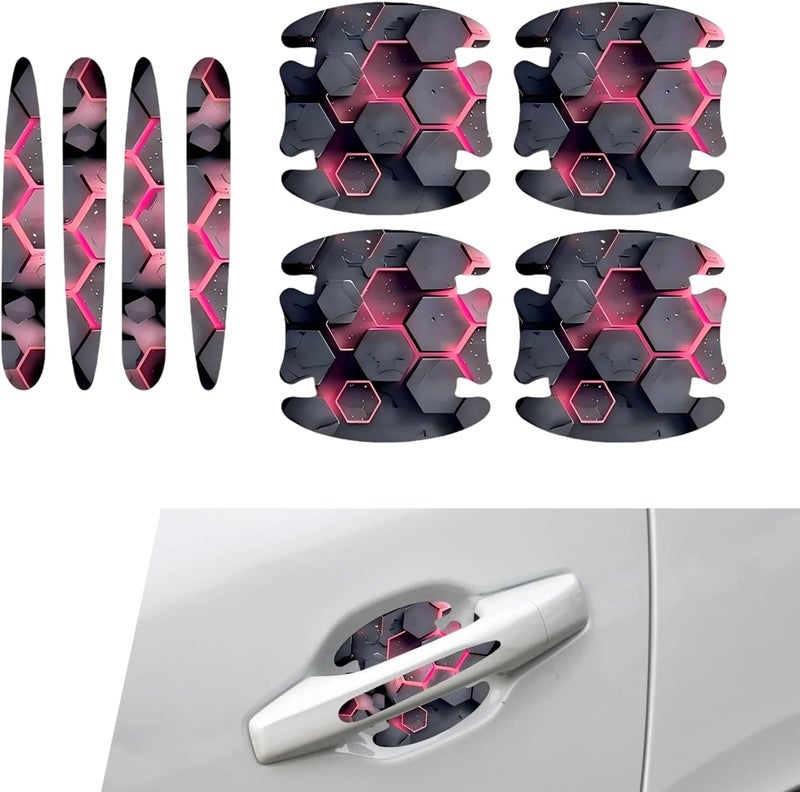 MOXRUQ 8 PCS Car Door Handle Scratch Protectors, Scratch-Proof Door Cup Protectors, Automotive Door Handle Paint Protective Film, Universal for Most Cars (Style 2) - Image 1