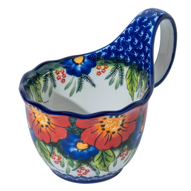 ALMA 2025 Updated 18oz Large Soup Bowl Microwave Safe, Ceramic Soup Bowl with Loop Handle,Ceramic Cereal Bowl for Soup,Snack,Chip,Stew,Ice cream-Jungle Floral Theme - Image 1