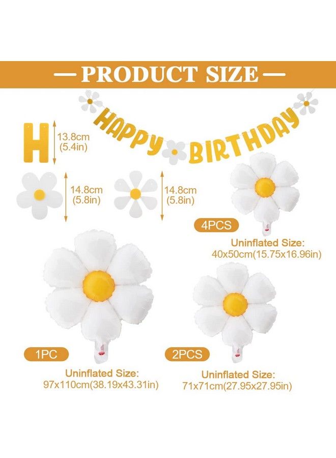 Balana 10Pcs Set Daisy Balloonsbaby Shower Decoration Bannershappy Birthday Decorations Felt Bunting For Girls Boys Birthday Party Supplies(Yellow+White) - Image 3