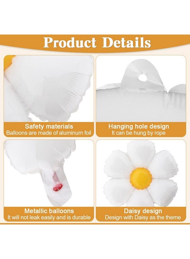 Balana 10Pcs Set Daisy Balloonsbaby Shower Decoration Bannershappy Birthday Decorations Felt Bunting For Girls Boys Birthday Party Supplies(Yellow+White) - Image 4