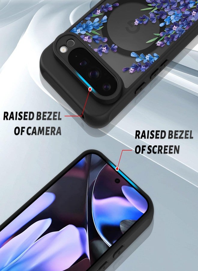 OOK Case for Google Pixel 9 Pro XL 6.8 Inch (Compatible with MagSafe) Lavender Purple Floral Flowers Translucent Phone Cover Soft TPU + Hard PC Anti-Scratch Shockproof Magnetic Cute Case for Women - Image 3