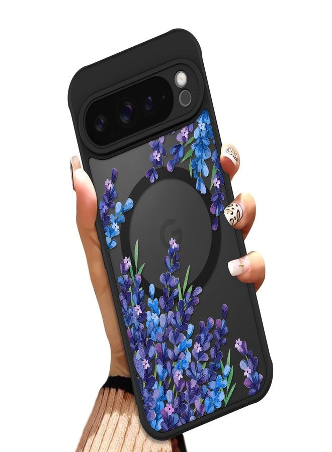 OOK Case for Google Pixel 9 Pro XL 6.8 Inch (Compatible with MagSafe) Lavender Purple Floral Flowers Translucent Phone Cover Soft TPU + Hard PC Anti-Scratch Shockproof Magnetic Cute Case for Women - Image 1