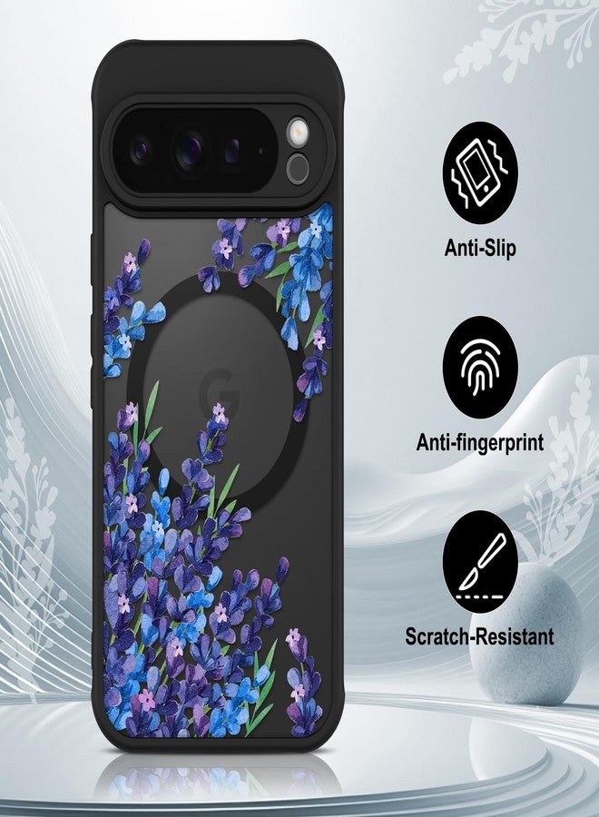 OOK Case for Google Pixel 9 Pro XL 6.8 Inch (Compatible with MagSafe) Lavender Purple Floral Flowers Translucent Phone Cover Soft TPU + Hard PC Anti-Scratch Shockproof Magnetic Cute Case for Women - Image 5