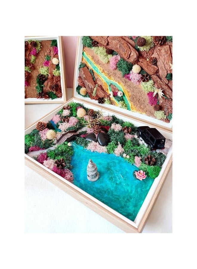 Moss Painting Diy Material Package 4S Car Enterprise Group Building Member Activity Handmade Micro Landscape Photo Frame Eternal Flower Texture Painting-Color:❈A4 Photo Frame Wild Canyon Complete Material Package A4 Photo Frame + Flower Material Package + Tool Kit_dried Flowers❈  - Image 3
