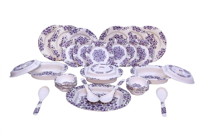SILVER ACE Silver Ace Lavender Lush Designer Melamine Dinner Set in Multicolor 43 Pieces  - Image 1