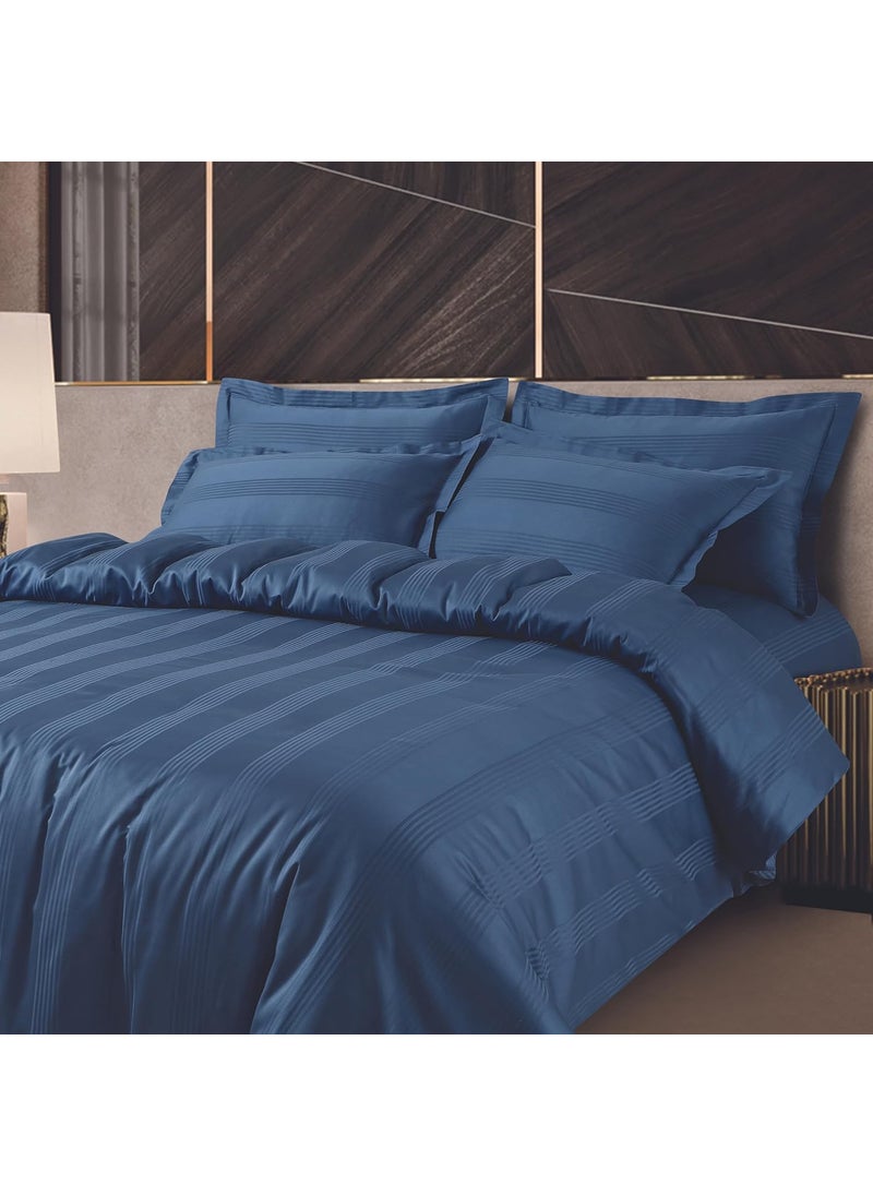 Malako Malako Turin Jacquard Legion Blue 100 Cotton Super King Size Duvet CoverQuilt Cover  - Image 1