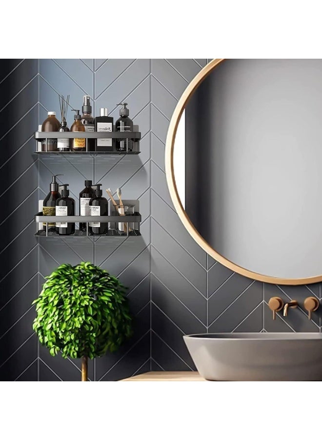2-Piece No Drilling Stainless Steel Bathroom Shower Shelf Floating Shelves - Image 2